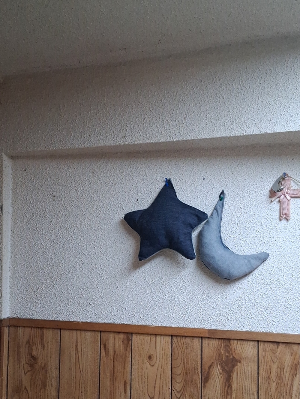 Handmade Navy Star and Gray Moon Wall Pillows - Home Wall Decor